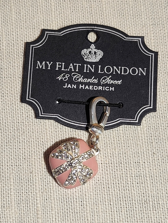 My Flat in London Accessories - My Flat in London Pink Enamel Crystal Bow Gift Charm